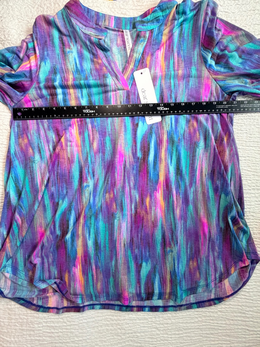 Dear Scarlett Multicolor Brushstroke Tunic in Purple, Blue, Pink - Picture 9 of 11